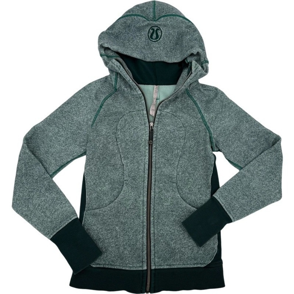 LULULEMON 4 Scuba Hoodie III Rio Mist Deep Green‎ Zip Heathered Fleece Jacket